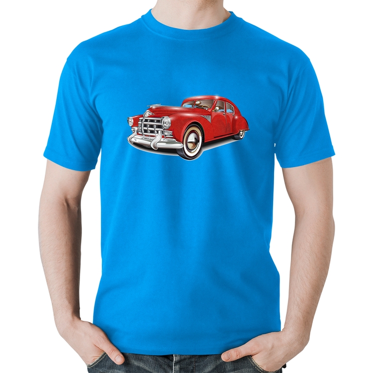 Camiseta Algodão Retro Classic Red Car - Azul