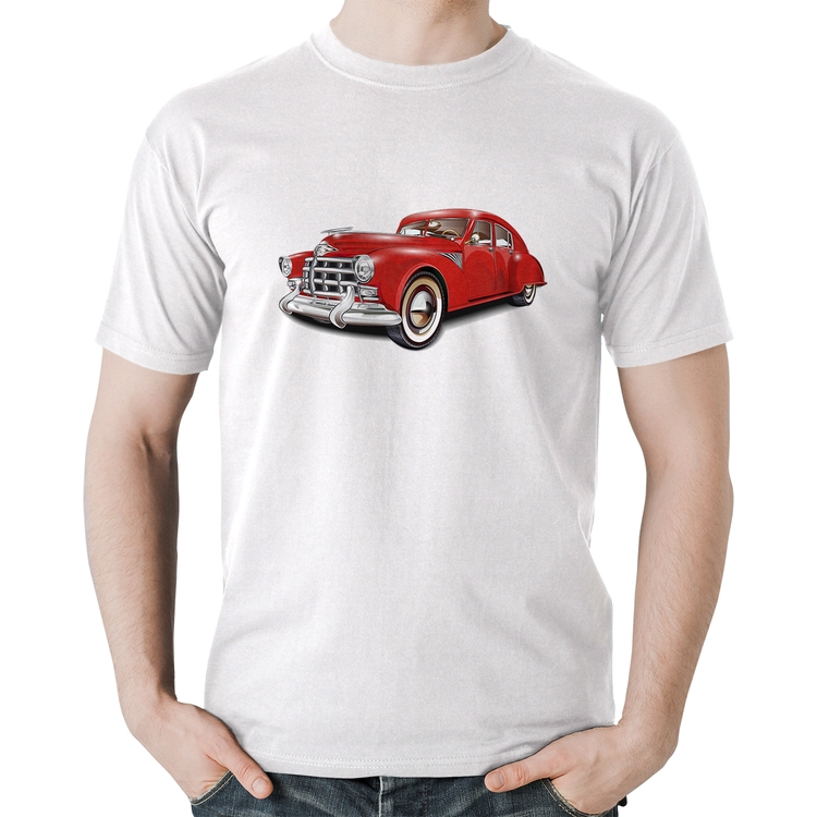 Camiseta Algodão Retro Classic Red Car - Branca