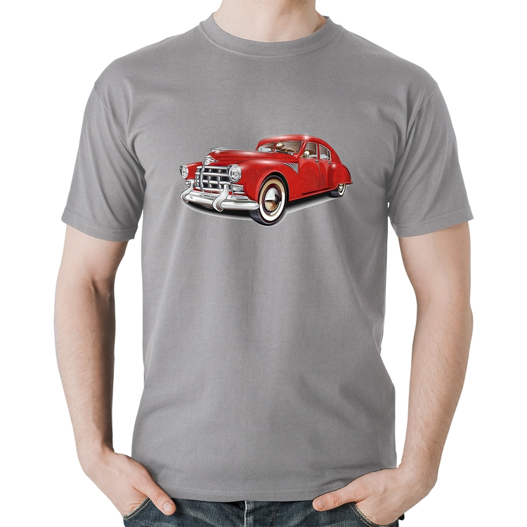 Camiseta Algodão Retro Classic Red Car - Cinza