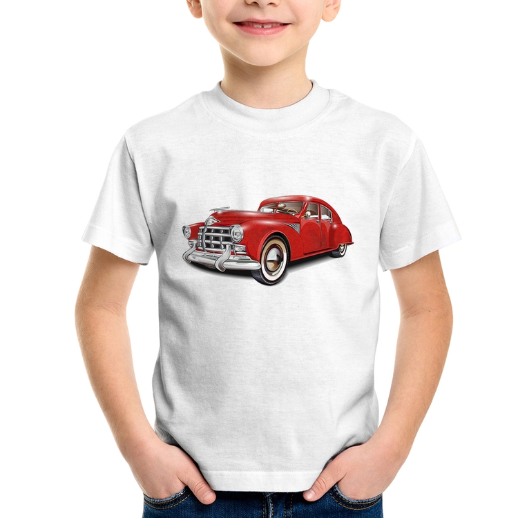 Camiseta Infantil Retro Classic Red Car