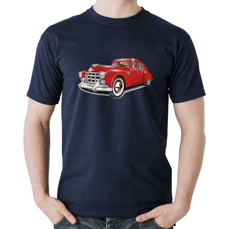 Camiseta Algodão Retro Classic Red Car - Marinho