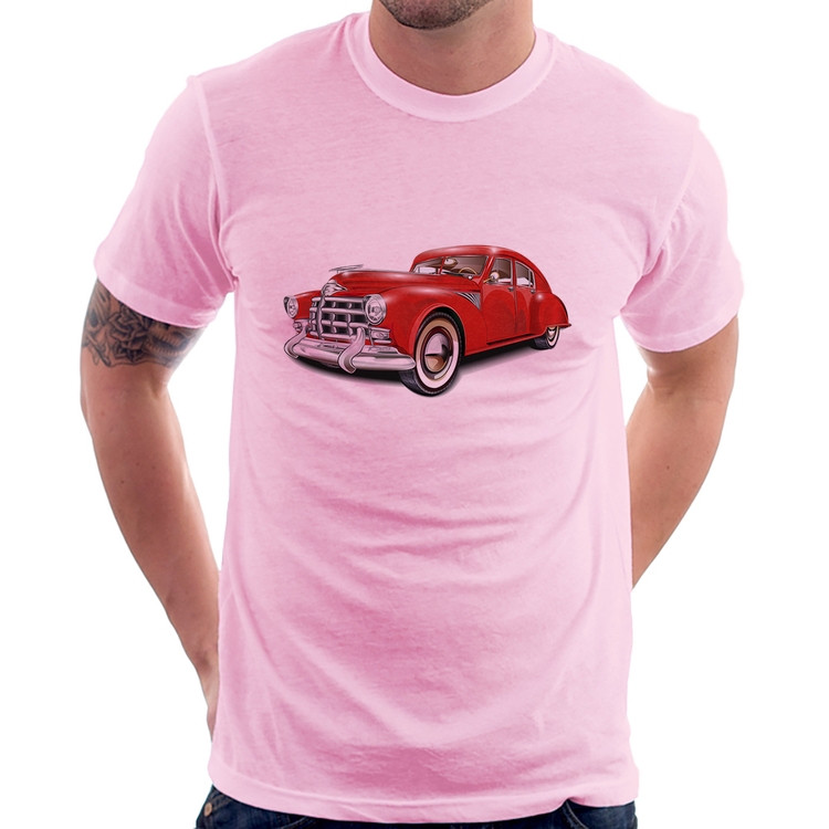 Camiseta Retro Classic Red Car - Rosa Bebê