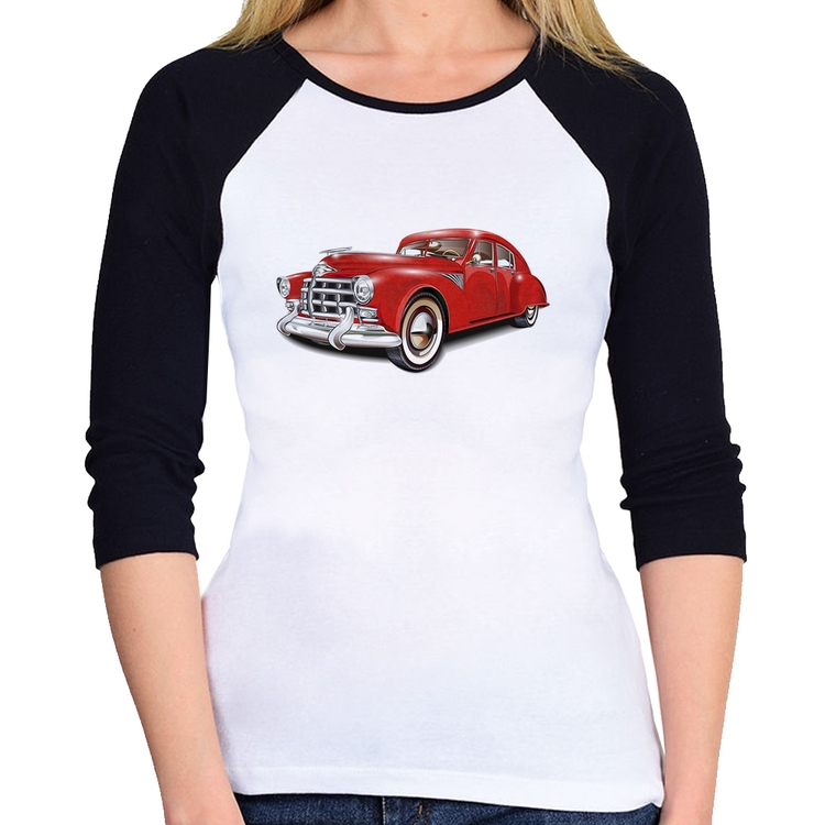 Baby Look Raglan Retro Classic Red Car Manga 3/4