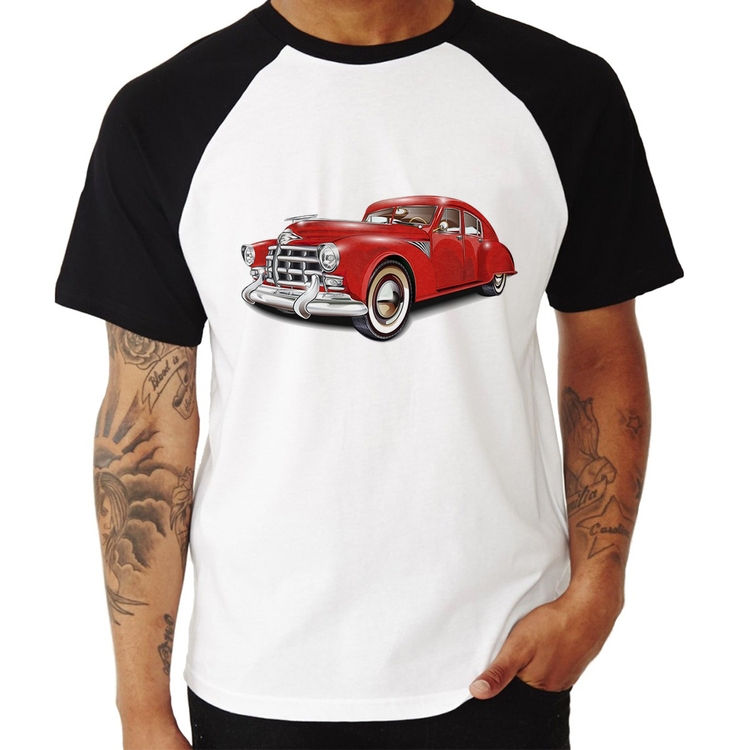 Camiseta Raglan Retro Classic Red Car