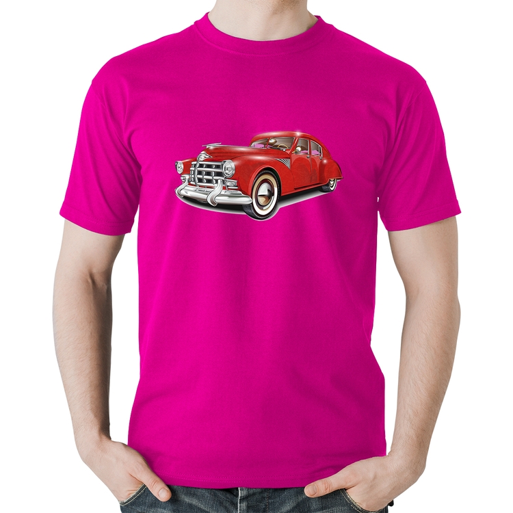 Camiseta Algodão Retro Classic Red Car - Rosa