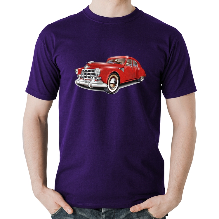 Camiseta Algodão Retro Classic Red Car - Roxa