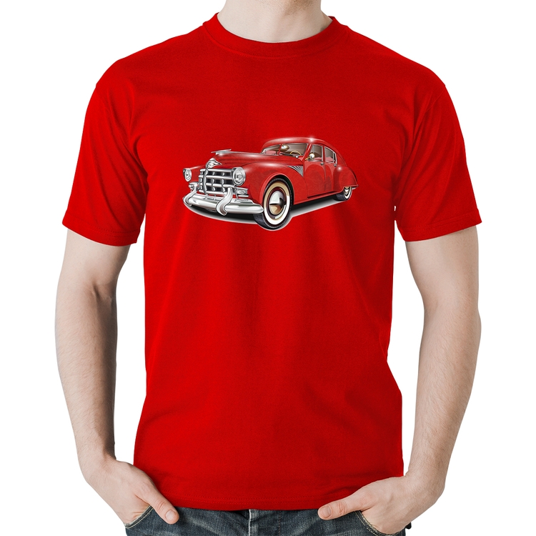 Camiseta Algodão Retro Classic Red Car - Vermelha