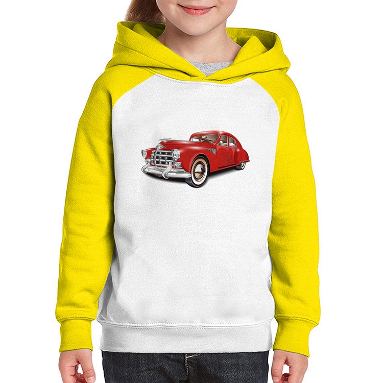 Moletom Infantil Retro Classic Red Car - Branco/Amarelo