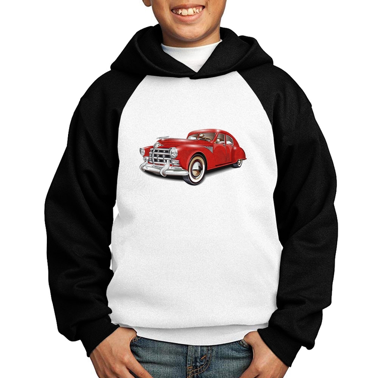 Moletom Infantil Retro Classic Red Car - Branco/Preto