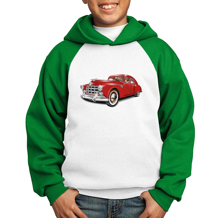 Moletom Infantil Retro Classic Red Car - Branco/Verde