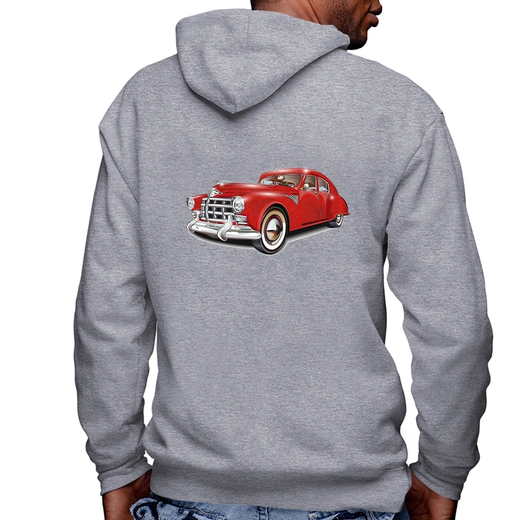 Blusa Moletom Retro Classic Red Car Masculina com Capuz e Zíper - Mescla