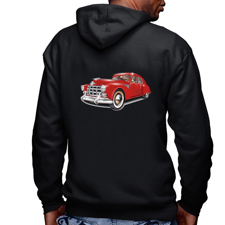 Blusa Moletom Retro Classic Red Car Masculina com Capuz e Zíper