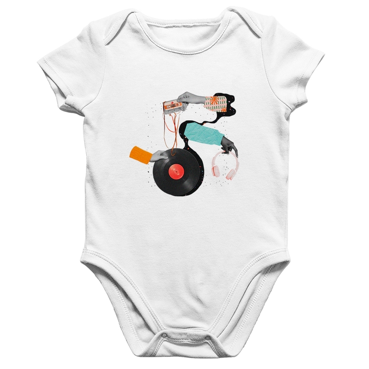 Body Bebê Algodão Retro Music - Branco