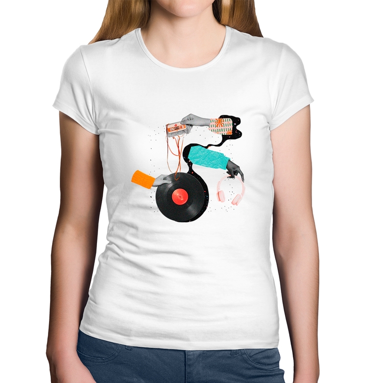 Baby Look Algodão Retro Music - Branca