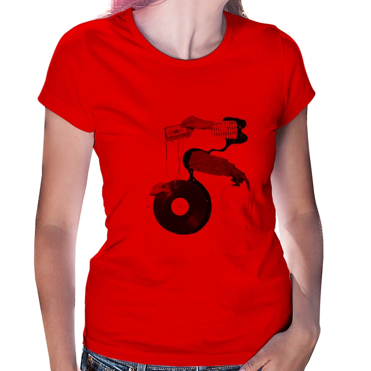 Baby Look Retro Music - Vermelha