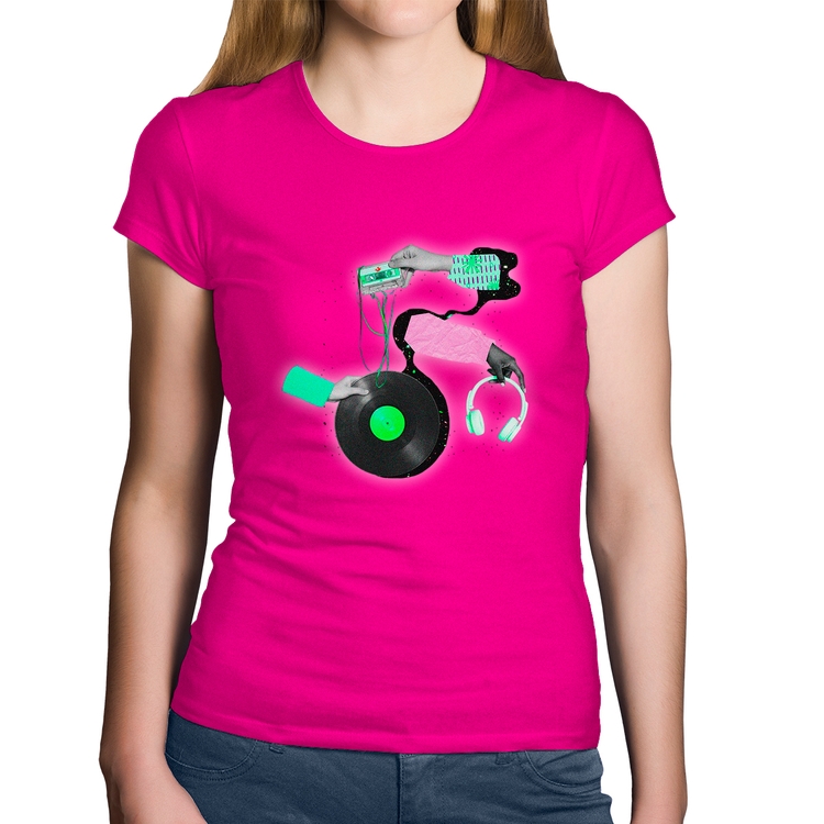 Baby Look Algodão Retro Music - Rosa