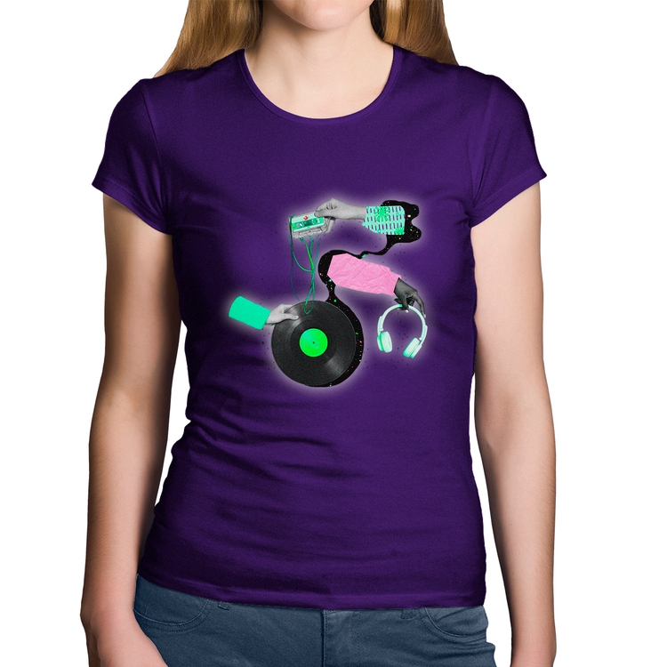 Baby Look Algodão Retro Music - Roxa