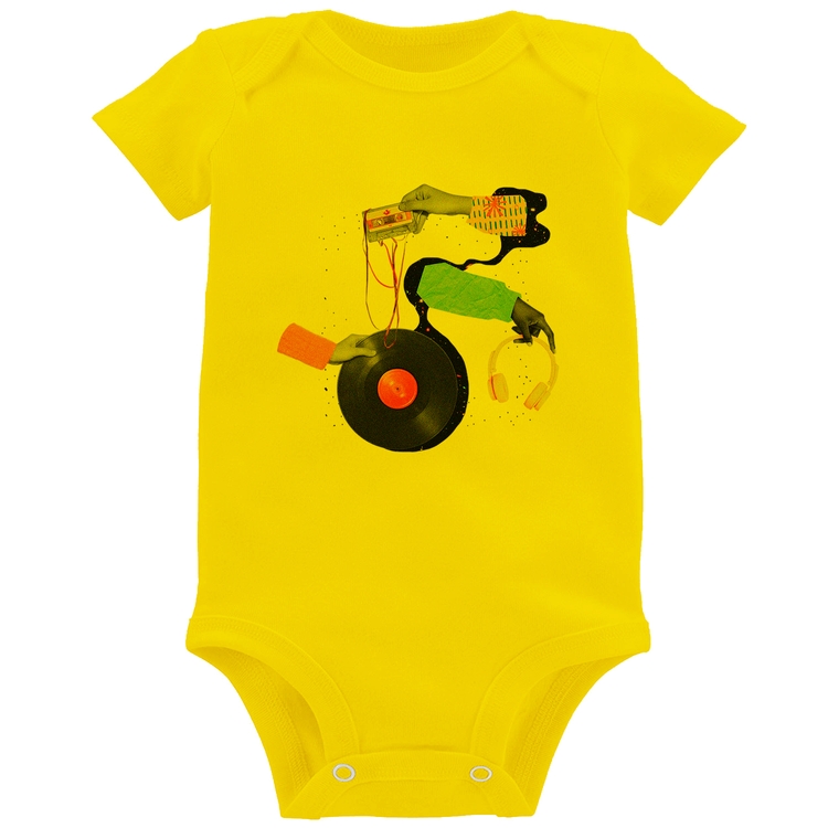 Body Bebê Retro Music - Amarelo