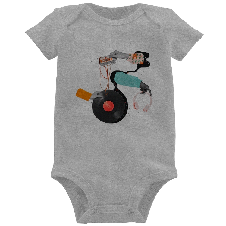 Body Bebê Retro Music - Cinza