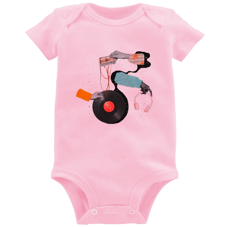 Body Bebê Retro Music - Rosa Bebê