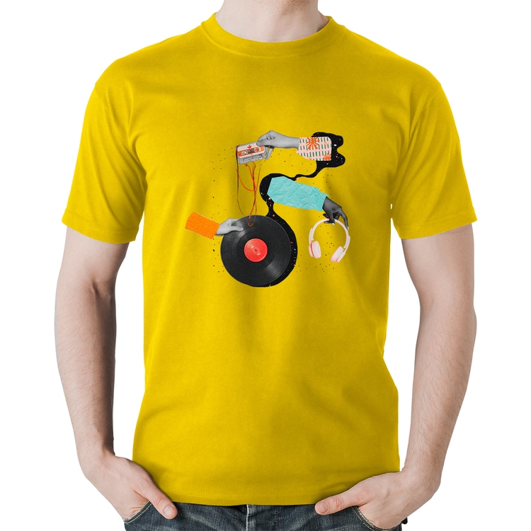 Camiseta Algodão Retro Music - Amarela