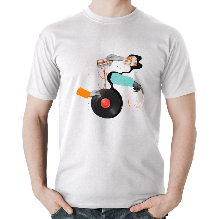 Camiseta Algodão Retro Music - Branca