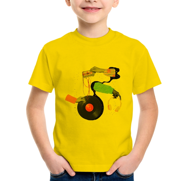 Camiseta Infantil Retro Music - Amarela