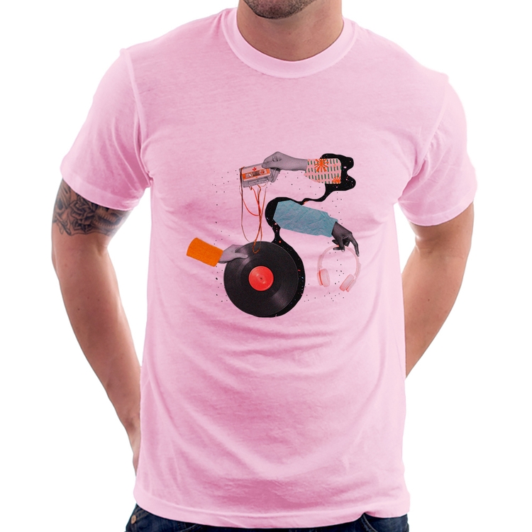 Camiseta Retro Music - Rosa Bebê