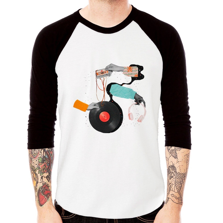 Camiseta Raglan Retro Music Manga 3/4
