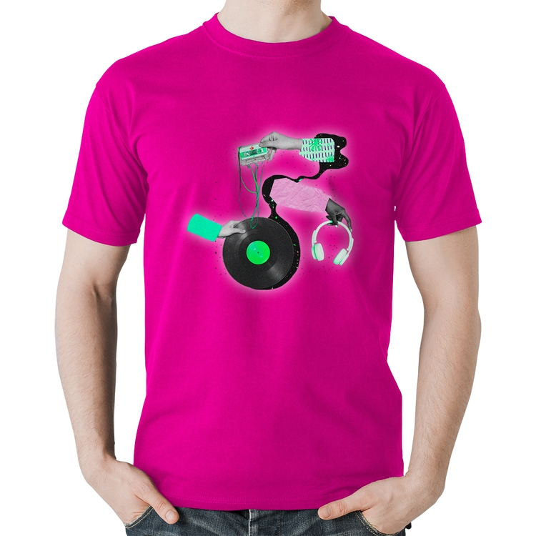 Camiseta Algodão Retro Music - Rosa