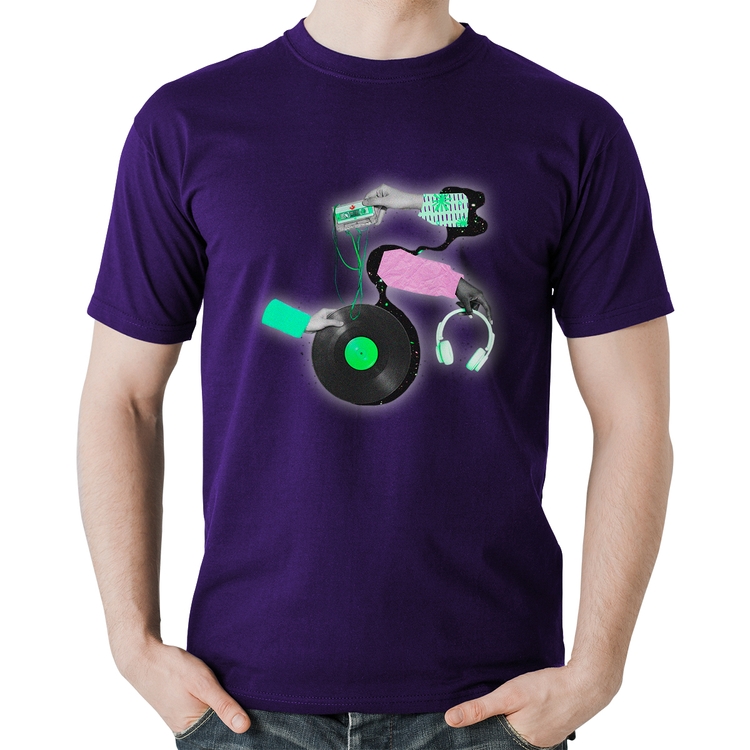 Camiseta Algodão Retro Music - Roxa
