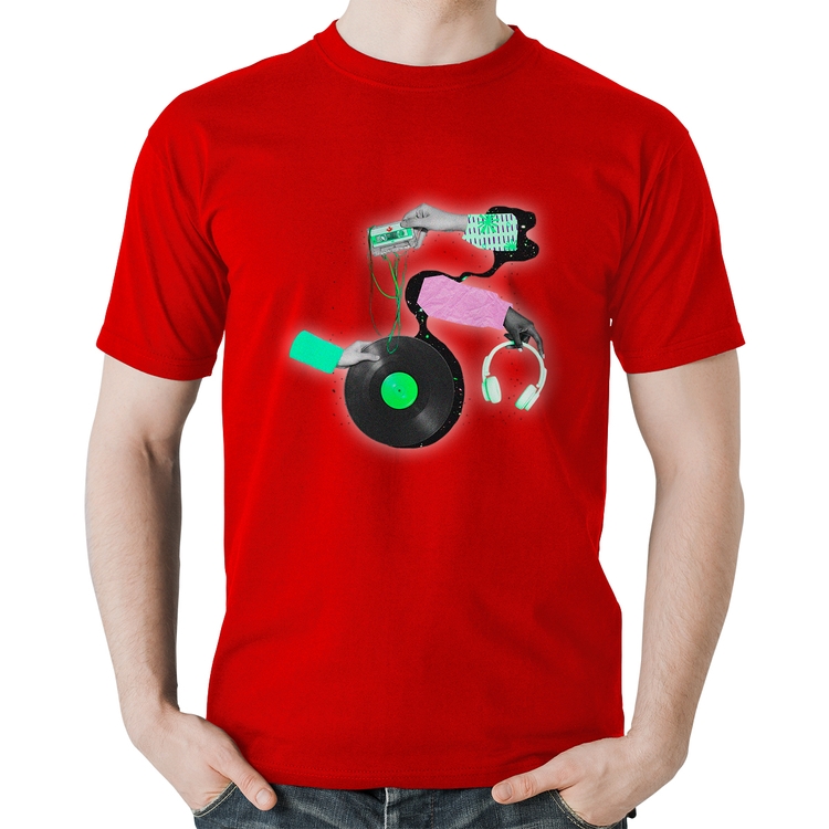 Camiseta Algodão Retro Music - Vermelha