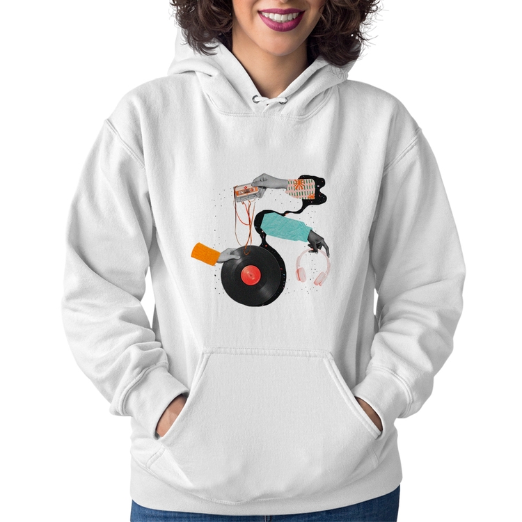 Moletom Feminino Retro Music - Branco