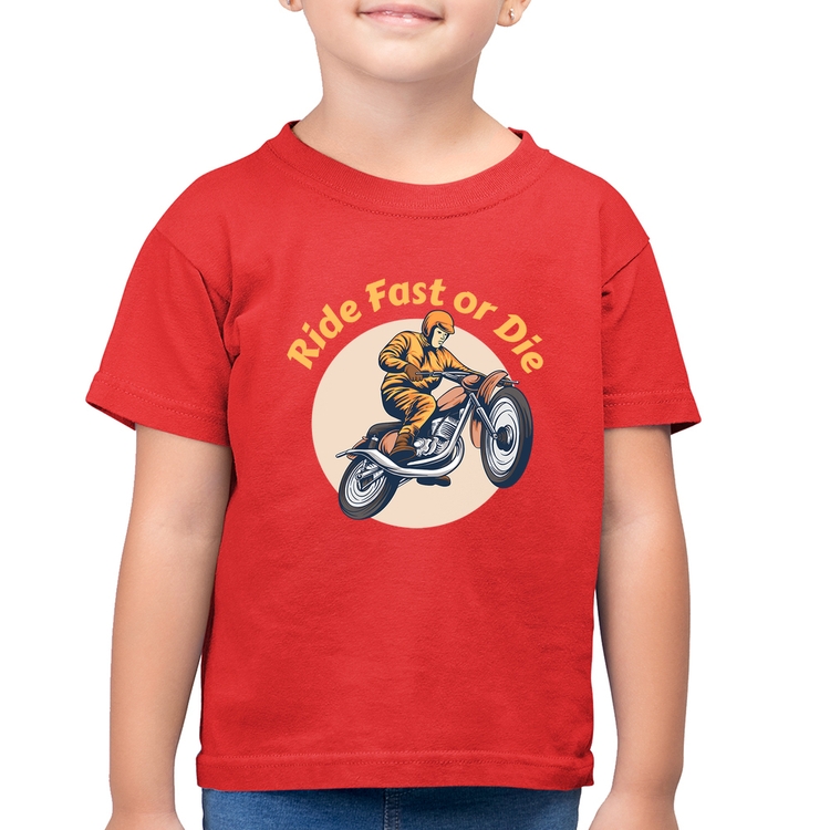 Camiseta Algodão Infantil Ride Fast Or Die - Vermelha