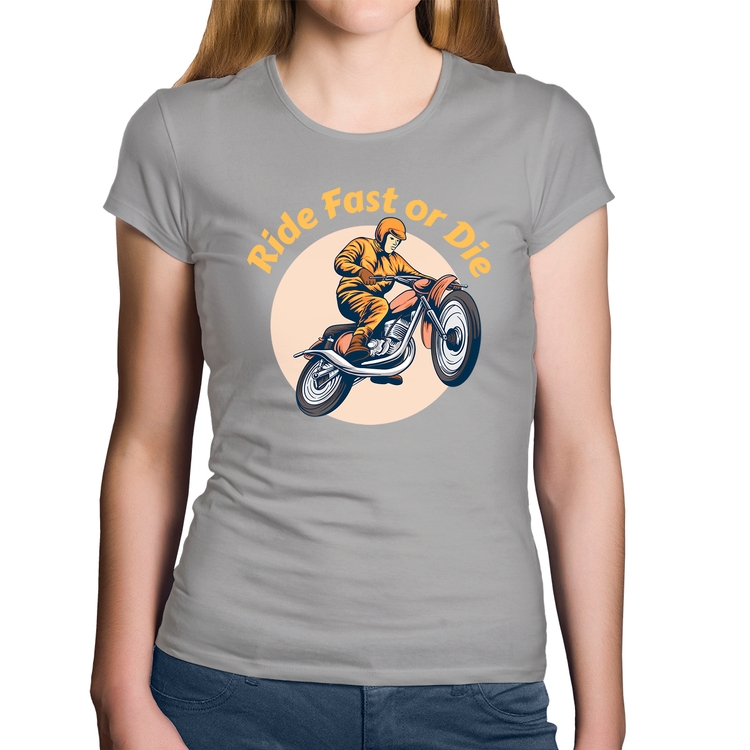 Baby Look Algodão Ride Fast Or Die - Cinza