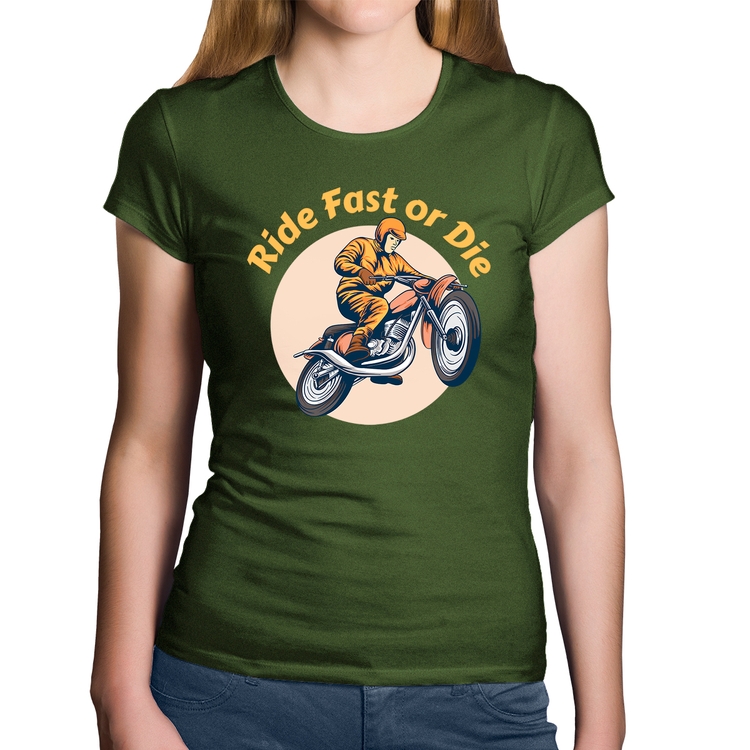 Baby Look Algodão Ride Fast Or Die - Musgo