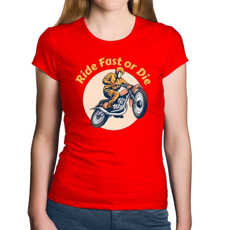 Baby Look Algodão Ride Fast Or Die - Vermelha