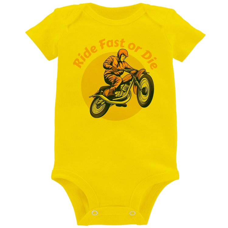 Body Bebê Ride Fast Or Die - Amarelo