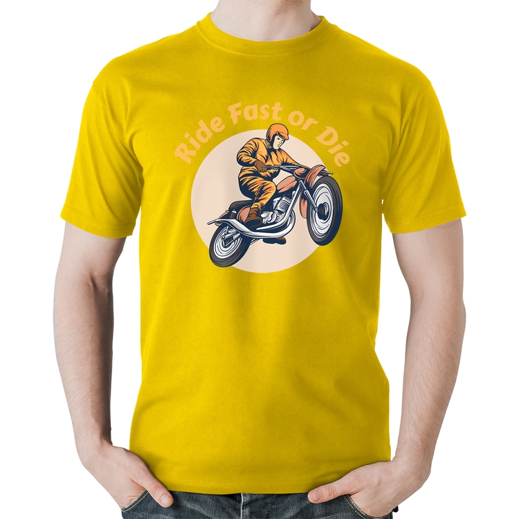 Camiseta Algodão Ride Fast Or Die - Amarela