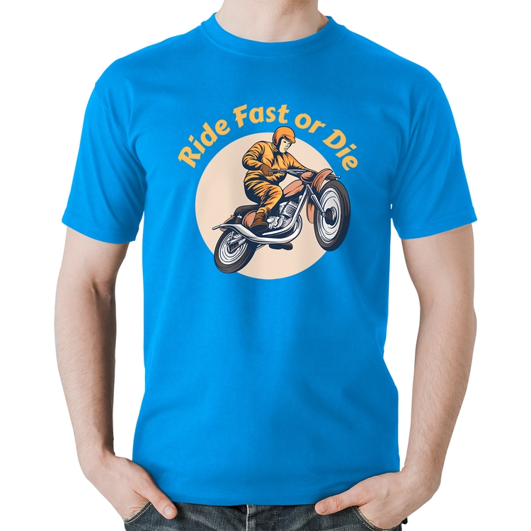 Camiseta Algodão Ride Fast Or Die - Azul