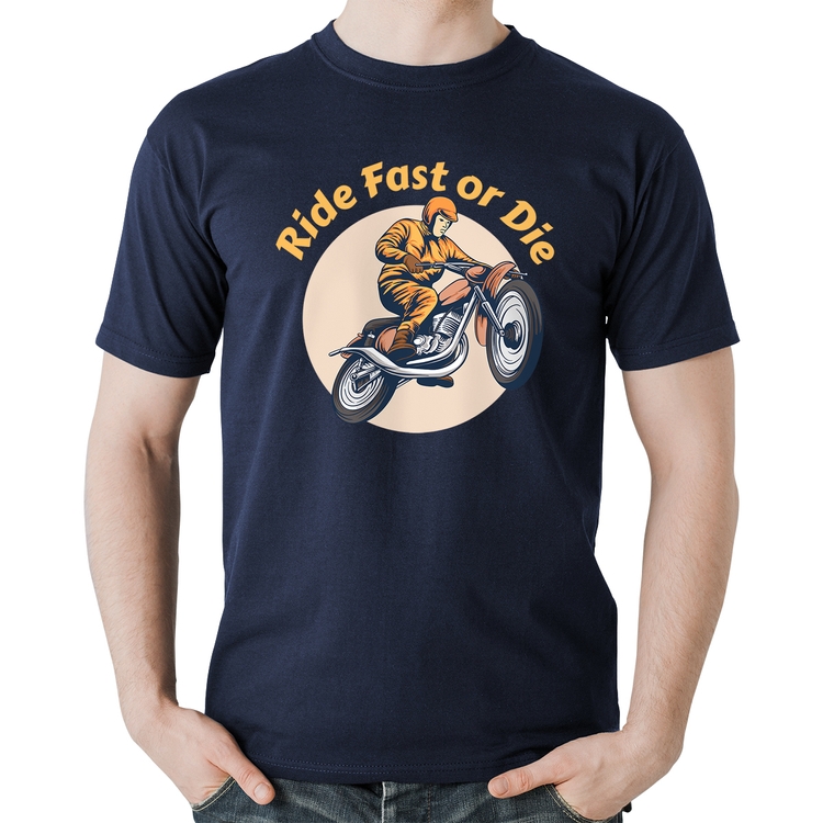 Camiseta Algodão Ride Fast Or Die - Marinho