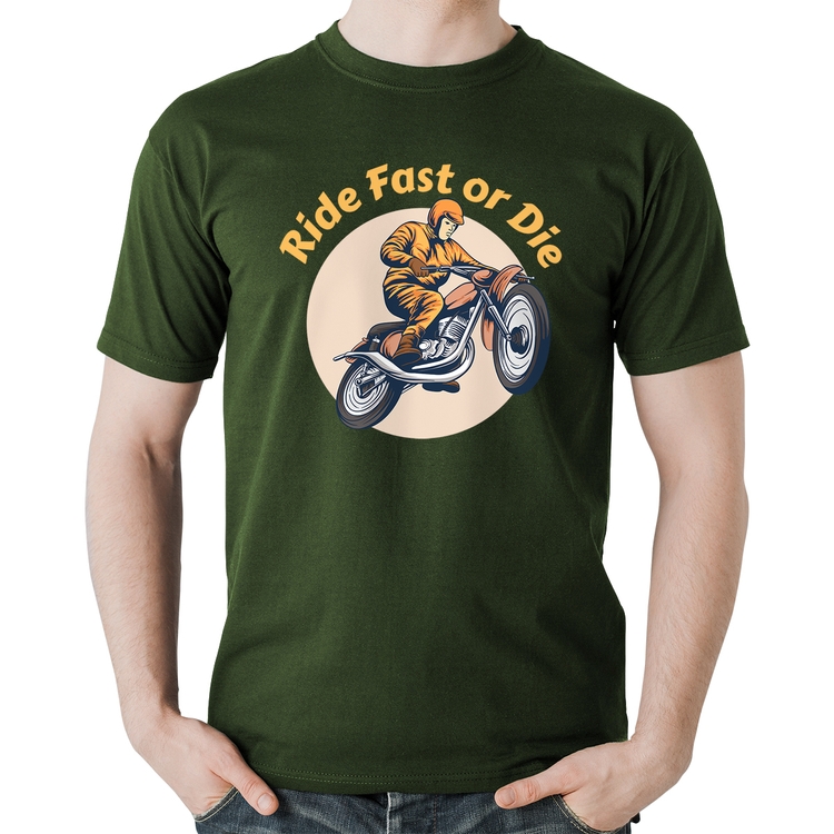 Camiseta Algodão Ride Fast Or Die - Musgo