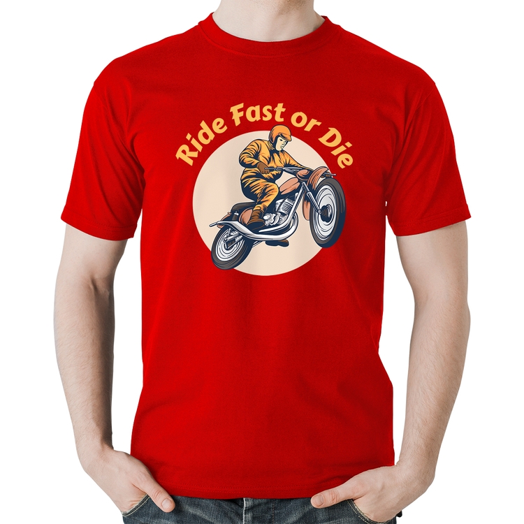 Camiseta Algodão Ride Fast Or Die - Vermelha