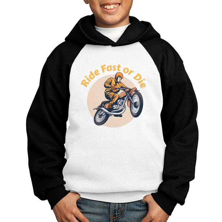 Moletom Infantil Ride Fast Or Die - Branco/Preto