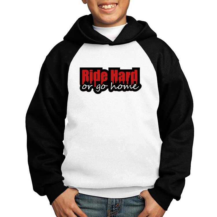 Moletom Infantil Ride Hard or go home - Branco/Preto