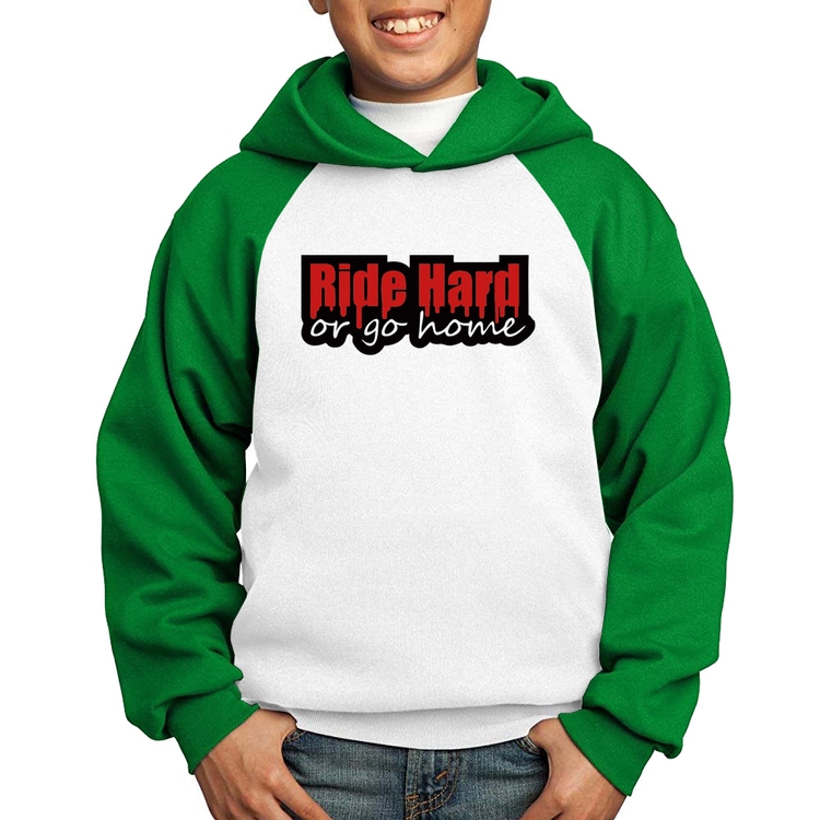Moletom Infantil Ride Hard or go home - Branco/Verde