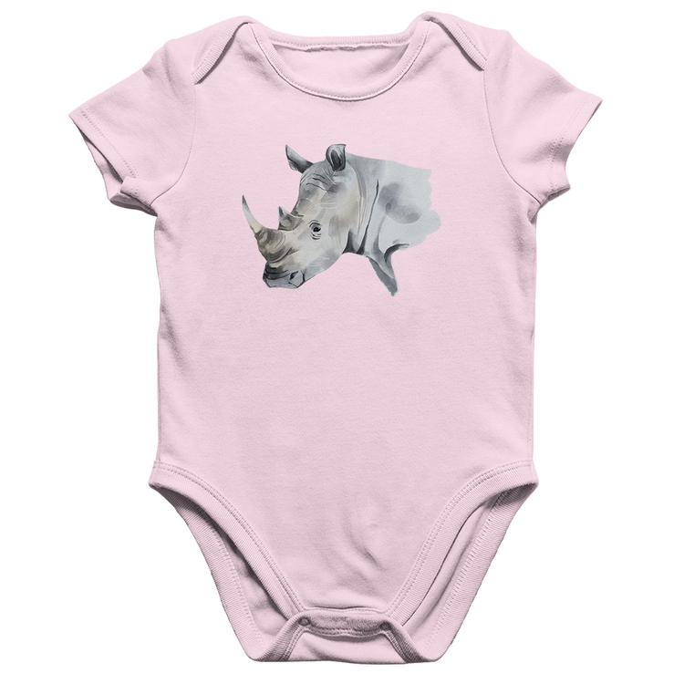 Body Bebê Algodão Rinoceronte - Rosa Bebê