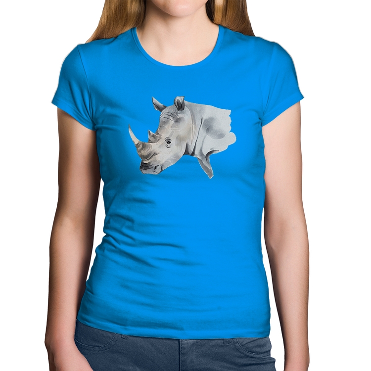 Baby Look Algodão Rinoceronte - Azul