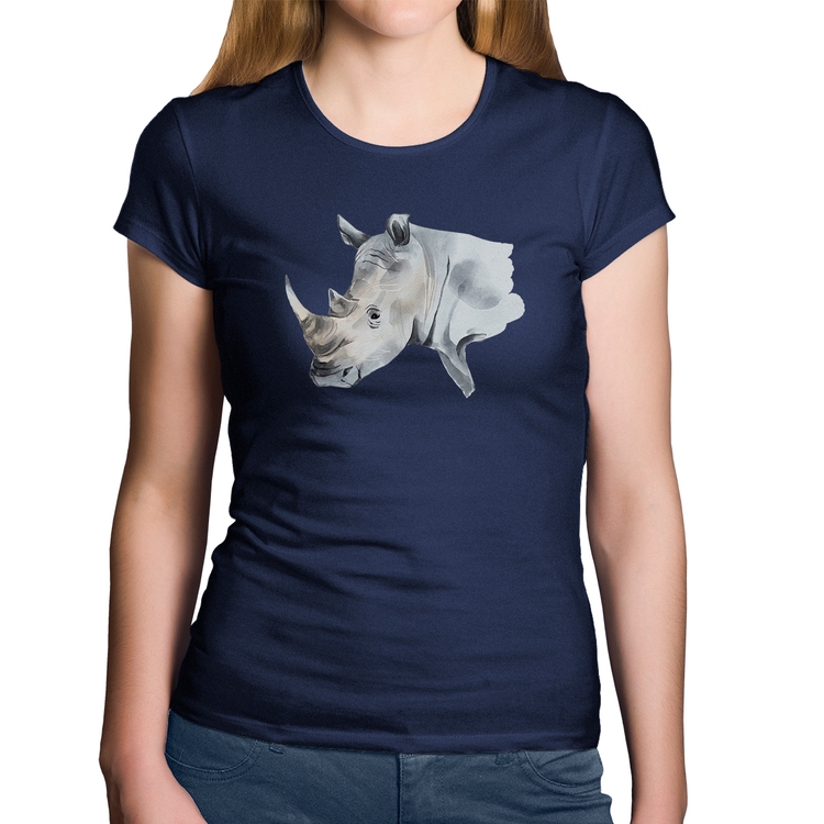 Baby Look Algodão Rinoceronte - Marinho