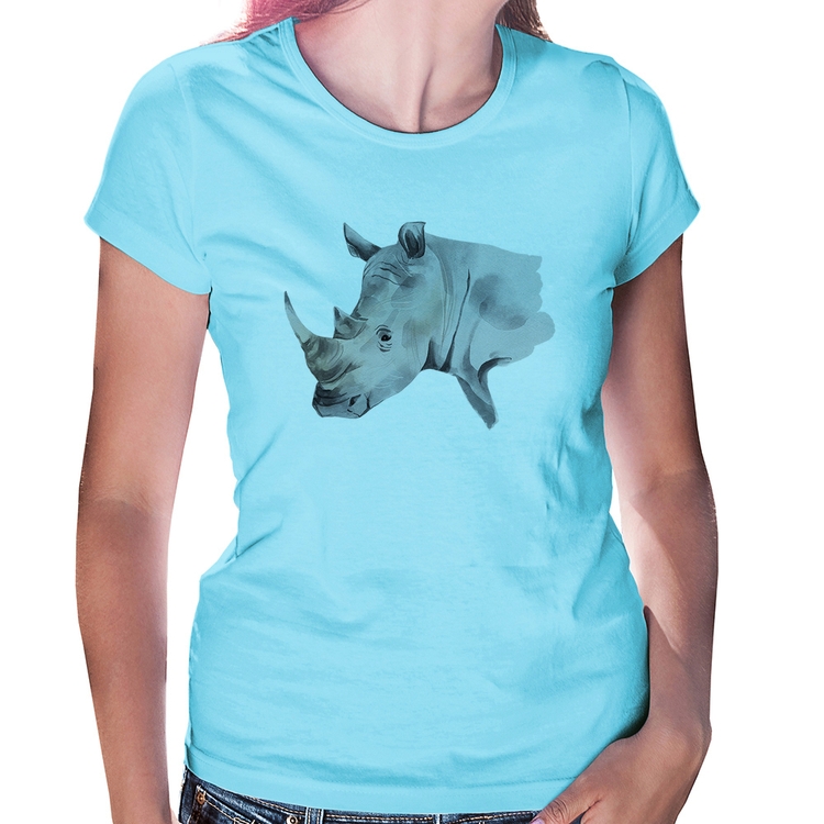 Baby Look Rinoceronte - Azul Bebê